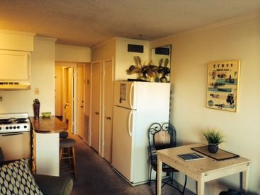 Kitchen is supplied well with dinnerware and cookware.  Toaster, coffeemaker, full-size refrigerator.  We provide starter rolls of paper towels and garbage bags as well as dish soap.