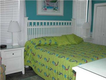 King bed in master!  Opens to covered porch too!