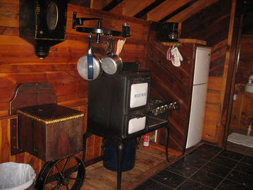 The kitchen in the Pond Cabin