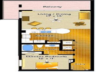 Floor Plan - 1 Bedroom / 1 Livingroom