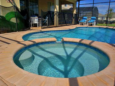 South facing pool and spa with extended deck area