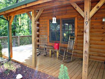 Enjoy the quiet and views from the cozy porch rocking chairs.