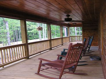 Covered deck with rocking chairs
