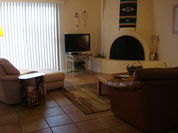 Great room with beehive fireplace