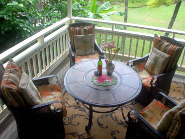 Large and private lanai overlooking the garden