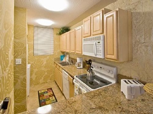 Modern appliances, including microwave and ice-maker. There is a washer and dryer, also.