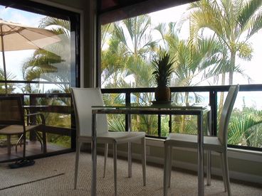 Dining area with wrap around windows