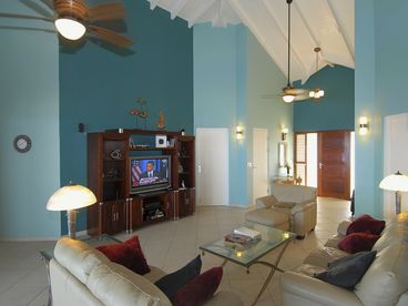 Grand Living Room with Entertainment Media Center