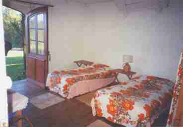 the peach bedroom