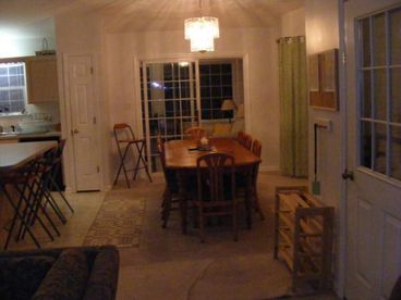 Dining Room

Large Living Room with hidden sofa bed, two chair/ottoman,
TV, VCR, cable, etc.


