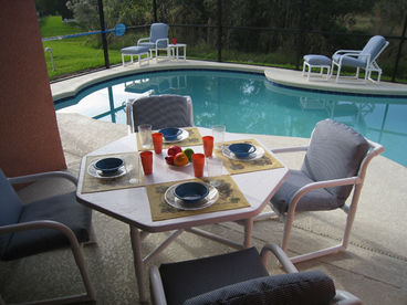 Pool back onto Conservation Land, privacy screening, child safety fence around pool, southwest facing.