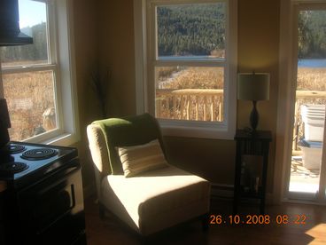 Reading corner overlooking lake