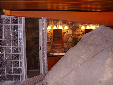 Master Bath with built in Rock