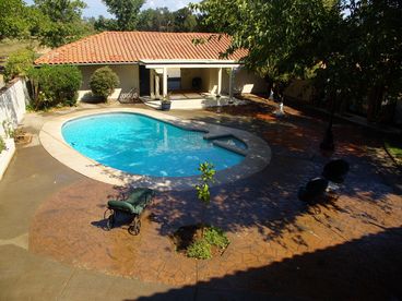 Looking down on the pool and the courtyard!