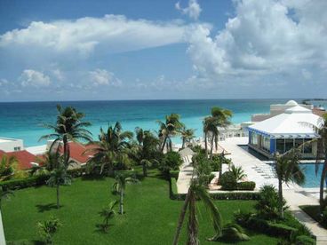 View from our spacious balcony.  Table and chairs to enjoy the view.