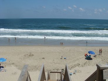 Beach from access walkway  on top of dune.