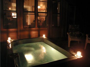 Hot tub at night listening to waves