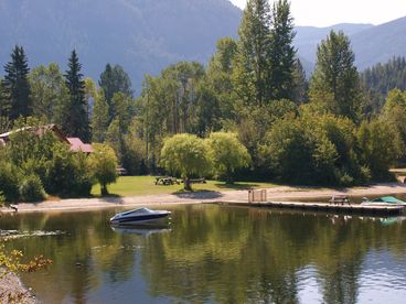 Over 250 feet of sandy, sun drenched, gentle sloping beach. New private dock for more fun in the sun !!!  New 20 ft. pontoon boat now available for rent