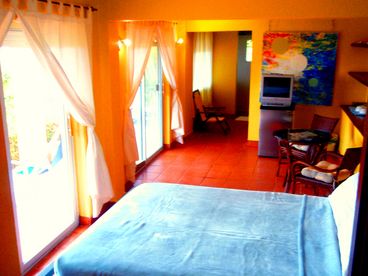 The studio is designed for privacy and comfort, offers a Cassina quees size bed, espresso maker, toaster, microwave oven refrigerator, perfect for snacks, breakfast and light meals.