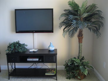 New 42\' flat screen tv with dvd player and our private collection of movies