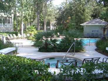 pool and hot tub area