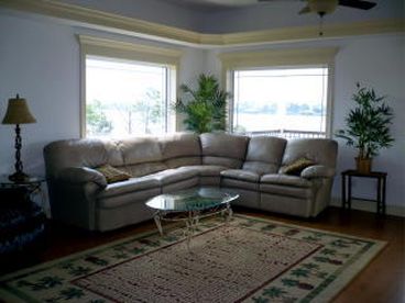 Large riverfront living area has great views
