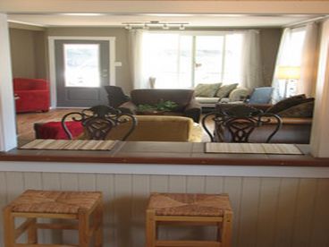 looking through the kitchen into the living area