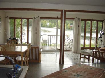 Living Area with Wall of Windows, great view of the lake!