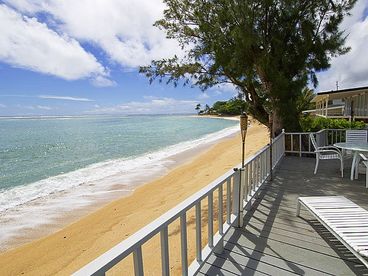 The living room opens on to a large oceanfront deck