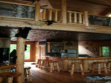 Large, open cabin with spectacular views throughout.