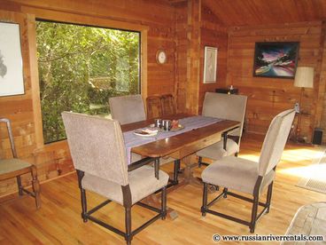 The picture window provides morning light and the perfect setting for a sunrise breakfast.