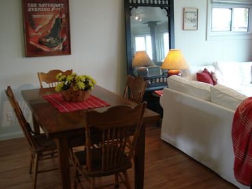 Dining area. Solid oak antique table and chairs 