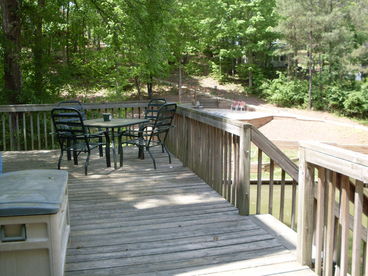 View of deck showing surroundings and lake cove.