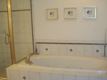 Master bath with jet tub and separate shower.