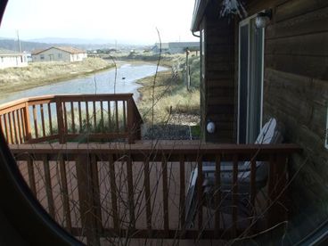 Deck on the canal where the Alsea River meets the Pacific Ocean.