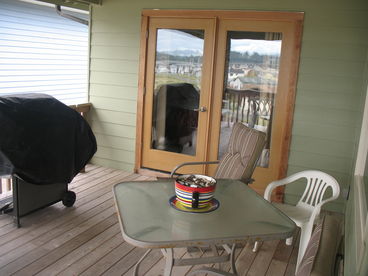Front deck off the Master suite faces the Alsea Bay Bridge and Bay.