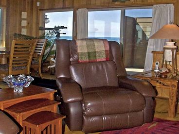 One of Two Leather Massage Chairs