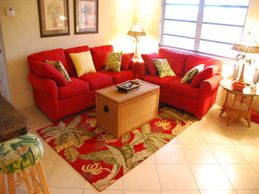 Living Room showing pullout couch and loveseat