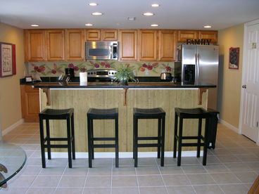 New Kitchen with stainless steel appliances
Granite countertops
