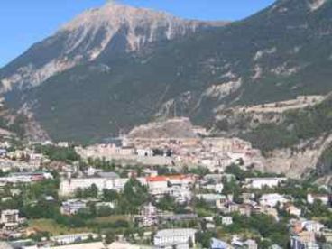 Fortified town from the chairlift on the mountain across from it