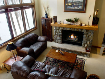 Spacious living room with vaulted ceiling