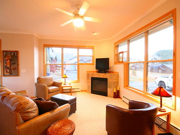 Living Area with Fireplace & TV