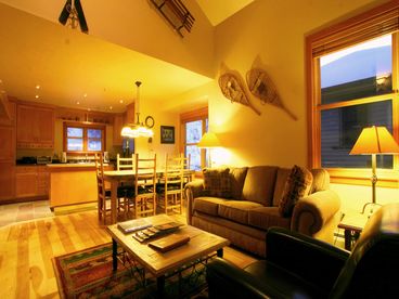 View from Living Room into Dining Area and Kitchen