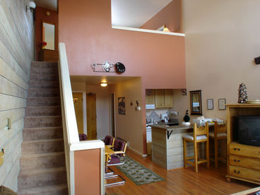 View up stairs to loft bedroom