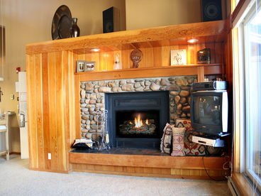 Living Area with Stone Fireplace