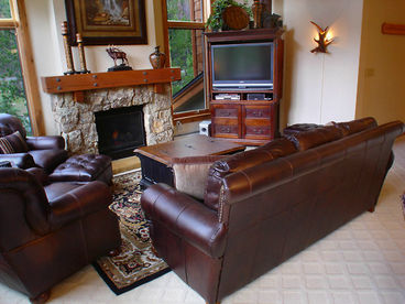 Gorgeous Stone Fireplace in Living Area