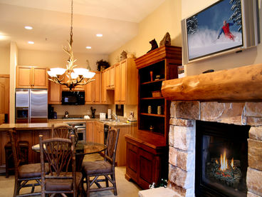 Stone Gas Fireplace & Flat Screen TV