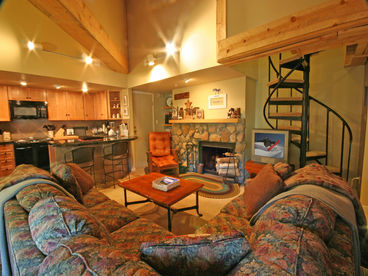 Spiral staircase in living room