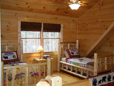 semi private bedroom #2 has 2 twin log beds