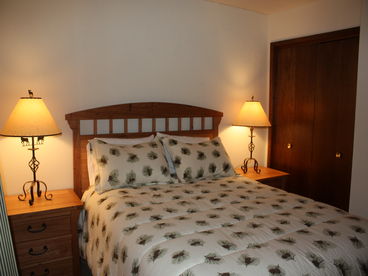 The bedroom has a hardwood queen bedroom-set, imported from Australia.  The matress is pillow-topped for added comfort.  